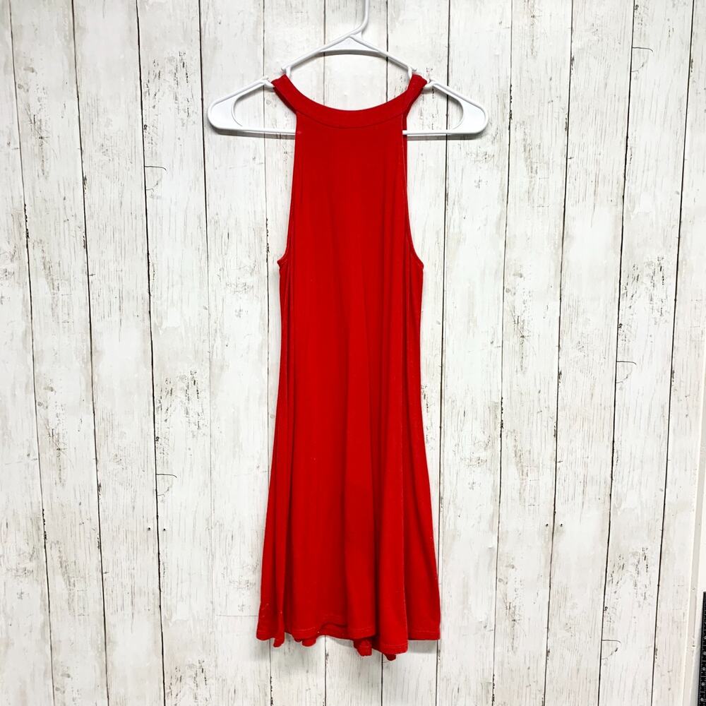 Express Dress Women‎ Size XS Berry Red Sleeveless Halter Fit Flare Swing Mini